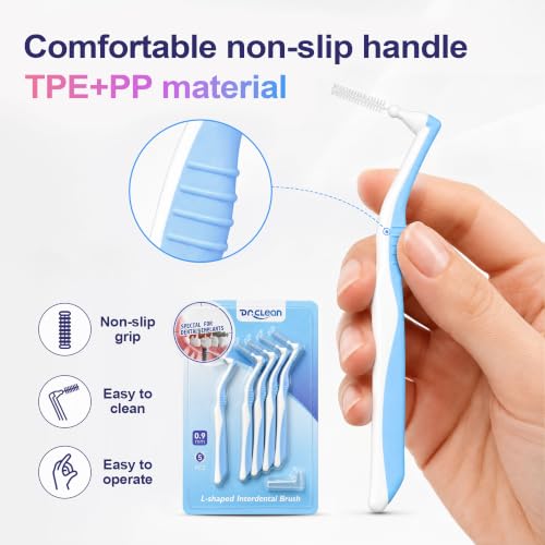 Interdental Brushes for Tight Gaps - 4 Boxes / 20 Pieces, Angled Dental Cleaners for Braces & Back Teeth
