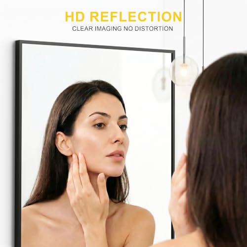 Black Bathroom Mirror Wall Set - 2 Pack 30x20 Inches - Shatterproof & Frameless