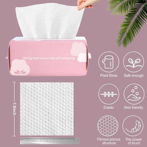 Disposable Face Towel Face Cloths for Washing Soft Cotton Dry Wipes Facial Cloths Towelettes for Washing and Drying, 100 Count Facial Tissue for Cleansing, Skincare and Makeup Remover