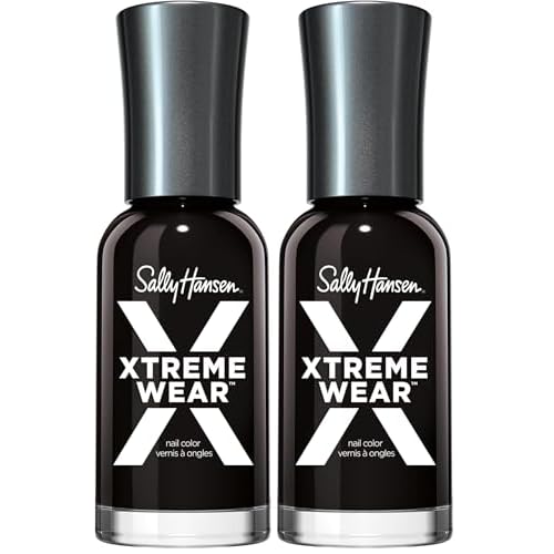 Sally Hansen Xtreme Wear Nail Polish, Streak-Free, Shiny Finish, Long-Lasting Nail Color, Black Out, 0.40 fl oz (Pack of 2)