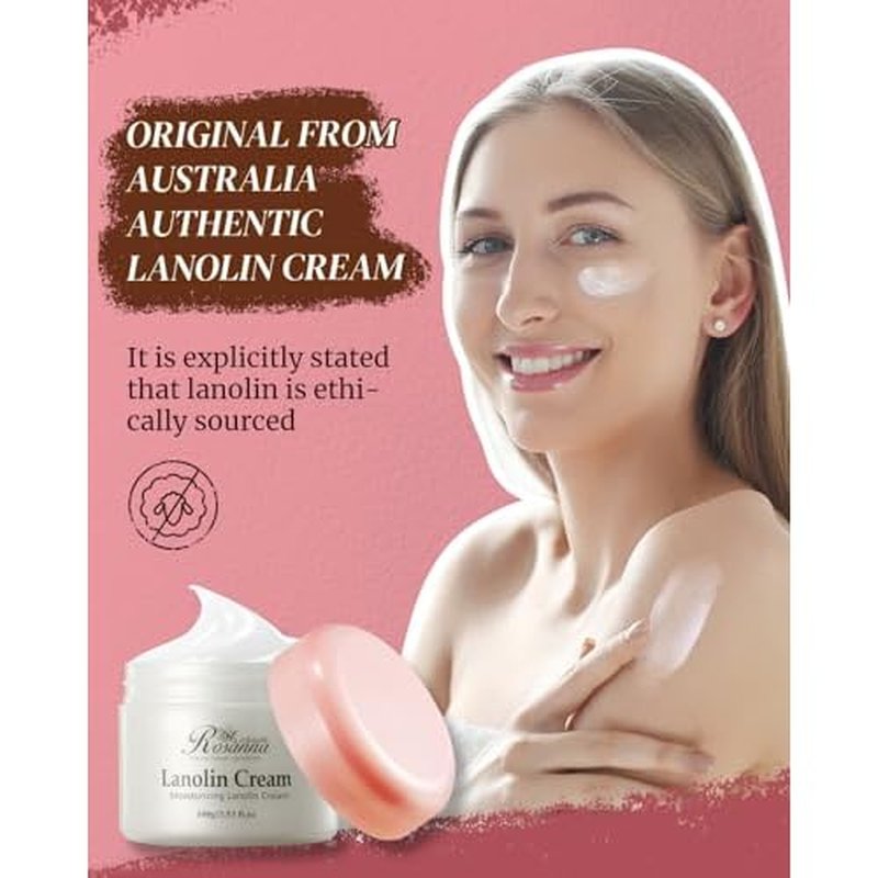 Australian Lanolin Cream,Natural Lanolin Cream for Itchy Dry Skin,Organic Lanolin Oil Moisturizer for Body and Face,3.53 fl oz