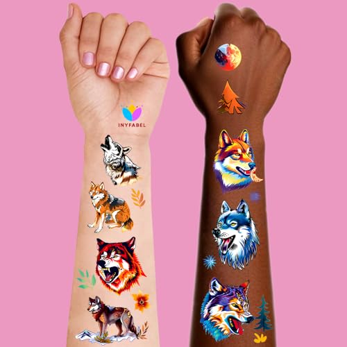 101+ Wolf Temporary Tattoos ? Printable, Waterproof Fake Tattoos for Kids, Girls, Boys, Teens & Adults ? Ideal for Birthday Parties, Decorations (A)