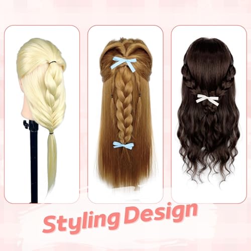Mannequin Head Human Hair, 80% Real Hair Cosmetology Manikin Head for Practice Braiding Hairstyling Cutting with Free Clamp Holder and Tools (Light Brown)
