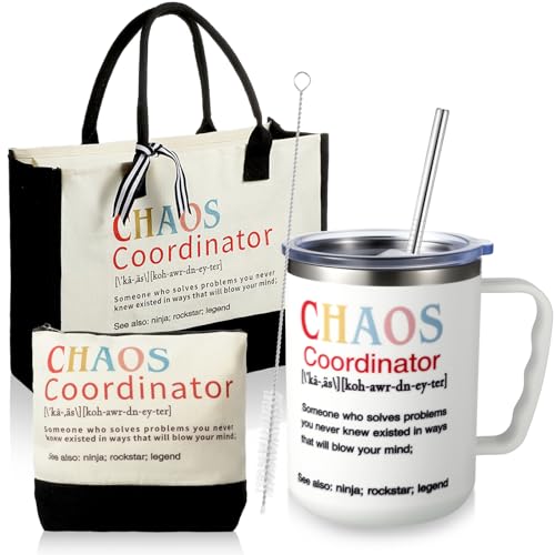 Chaos Coordinator Gifts Set - Tote Bag, Makeup Bag & 20 oz Tumbler for Women