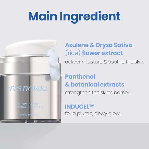 Active Barrier Hydrating Cream with Azulene & Oryza Sativa (Rice) Flower Extract, Moisturizing for Sensitive, Dry Skin, Strengthen Skin Barrier & Improve Skin Texture | 1.7 fl oz (50ml)