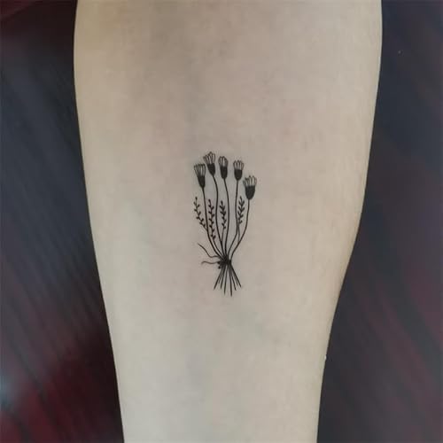 Black Flowers Tree Temporary Tattoo Sticker Waterproof Geometric Insect Women Girls Neck Chest Hand 15X11cm Set of 4 (SF267)