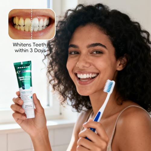 3PCS Whitening Toothpaste with Natural Mint - Deep Stain Removal & Fresh Breath, Sensitive Gums - 1.23oz Pack of 3 (Variation: Refreshing Mint)