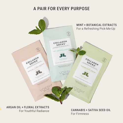 5-Pack Collagen Socks for Dry Feet & Cracked Heel Repair - Moisturizing Vegan Spa Foot Masks