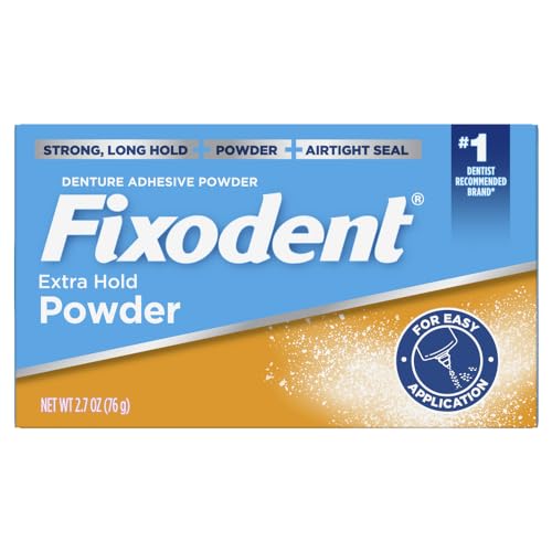 Fixodent Extra Hold Denture Adhesive Powder 2.7 Oz Pack of 4 - Strong All Day Hold