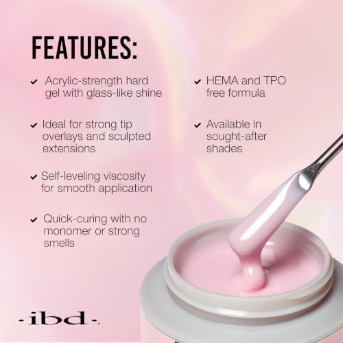 Pink Glaze UV/LED Builder Gel for Nails - Hard Sculpting & Strengthening, 2 oz