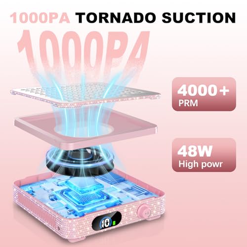 Nail Dust Collector FC01 1000Pa Pink Diamond - Cordless 8h, 360° Cyclone