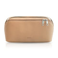 MELINE Travel Makeup Bag ? Large Capacity Cosmetic and Toiletry Organizer with Divider and Handle, Waterproof Flat-Open Design, Portable Pouch for Women (Taupe)