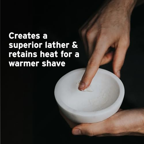 Supply Solid White Marble Shaving Bowl for Men - Keeps Lather Warm, Handcrafted