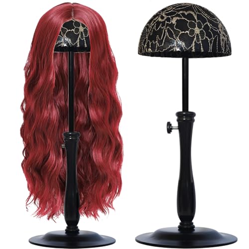 WiZiWi Black Adjustable Wig Stand Holder 12.6-18.5 Inch Dome Design