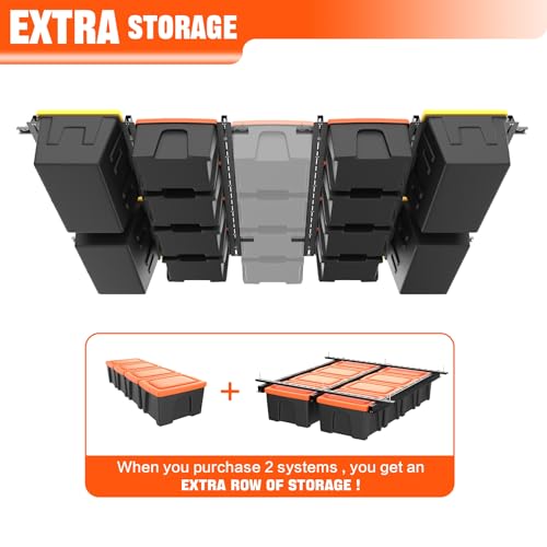 TORACK Black Garage Overhead Ceiling Bin Storage Rack - Heavy Duty Steel