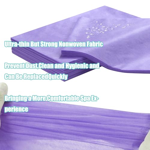 Disposable Bed Sheets for Massage Table 200 Pcs 31" x 71" Waterproof Massage Table Sheets Soft Non Woven Fabric SPA Massage Table Bed Cover Breathable for Beauty Tattoos Waxing Travel (Purple)