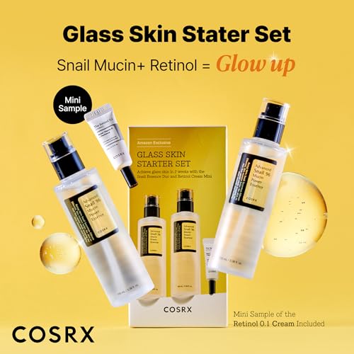 COSRX Snail 96% Mucin Essence & Retinol 0.1% Cream Set - 3.38 Fl Oz Pack of 2