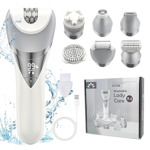 Qreeyx 7-in-1 Waterproof Electric Epilator & Shaver for Women - Painless Hair Removal, Facial & Body Trimmer, Wet & Dry Use
