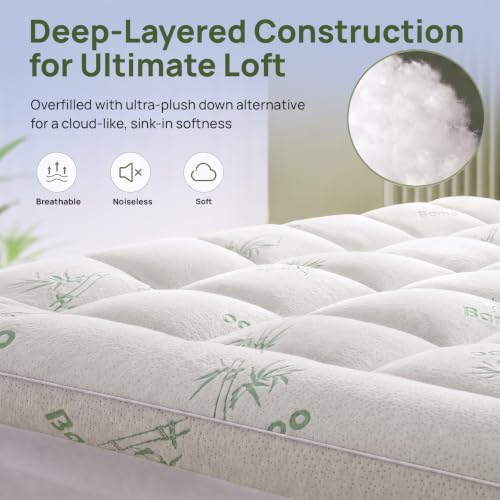 Queen Mattress Topper Pillow-Top 1200 GSM - Bamboo Viscose Comfort (Queen)