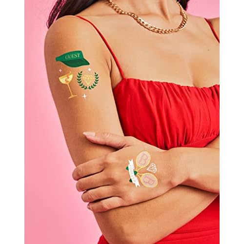 xo, Fetti Bachelorette Party Club Bride Temporary Tattoos - 48 Foil Styles | Bach Party Decoration, Bridesmaid Favor, Bride to Be Gift + Country Clubs & Cocktails, Vacation