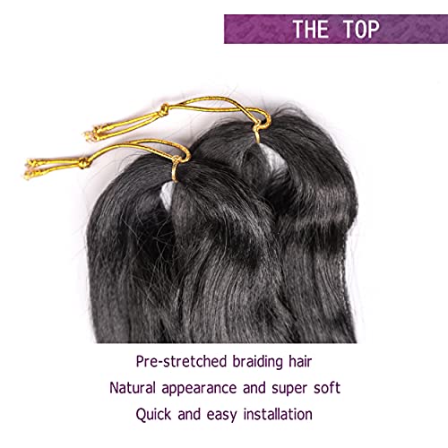Pre Stretched Braiding Hair 20 Inch Loose Wave Crochet Extensions 8 Packs - Big Curly Bouncy Synthetic 1B