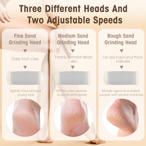 Electric Foot Scrubber File Callus Remover, 17-in-1 Professional Pedicure Kit, Waterproof Cracked Dry Dead Skin Removal for Feet Care, Wider 3 Rollers, 3 Speed, Battery Display