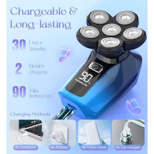 Electric Razors for Women, 5 in 1 Shaver for Womens Cordless, Painless Leg Pubic Hair Razor, Waterproof Wet Dry Women 6 Head Shavers, Remover for Legs Bikini Face Lips Hairs