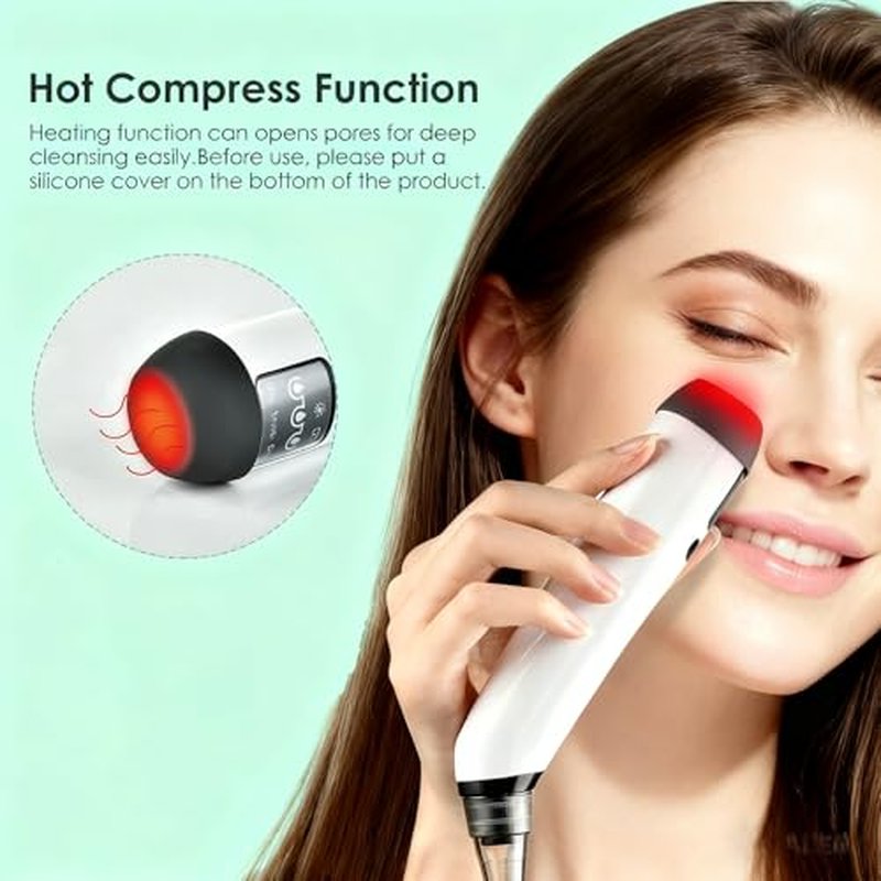 Blackhead Remover Pore Vacuum,Deeply Black Head Remover for Face,4 Pore Sucker Tools,3 Adjustable Suction Levels LED Display, USB Charging with hot Compress Extractor Tool for Women & Men