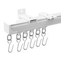White 18FT Ceiling Curtain Track Set Wall & Ceiling Mount Sliding Rails with Hooks