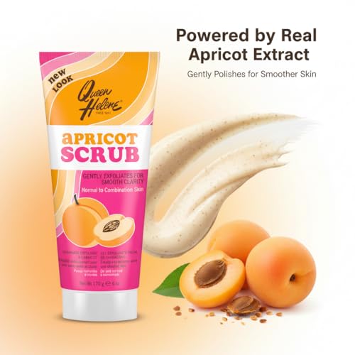 Apricot Facial Scrub 6 oz Pack of 6 - Gentle Exfoliating Skin Cleanser with Walnut Shells