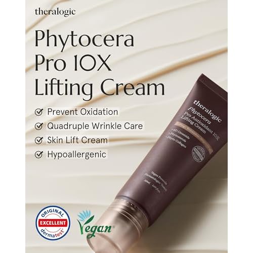 Phytocera Pro Antioxidant 10X Lifting Cream - Ceramide Skin Elasticity & Nutrition Moisturizer with Collagen, Hyaluronic Acid - Vegan and Dermatologically Tested, 1.69 oz.