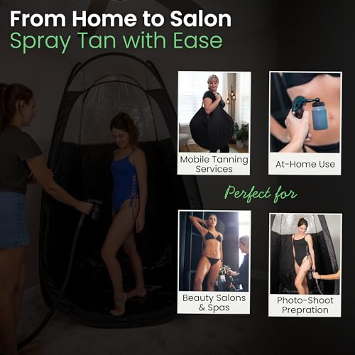 Large Spray Tan Tent ? Deluxe Pop Up Tent Portable Tanning Booth with Carry Case ? Clear Window for Perfect Spray Tanning ? Easy Clean for Home & Salon