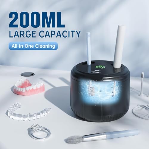 Black Ultrasonic Retainer Cleaner Machine 45kHz for Dentures & Jewelry