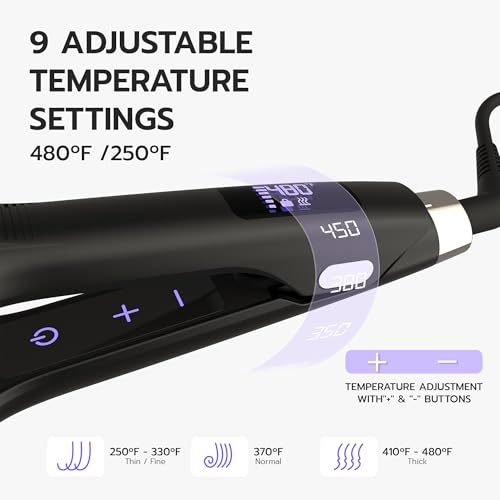 iQUE 1.75-Inch Titanium Silk Press Flat Iron Hair Straightener - Dual Voltage