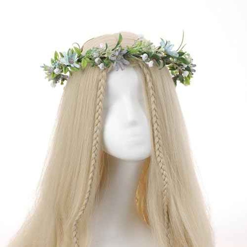 Blue Flower Crown Headband, Handmade Fairy Daisy Floral Headpiece, Artificial Boho Bridal Flower Crown for Women Girls Maternity Renaissance Weeding Festivals Birthday Party Headdress