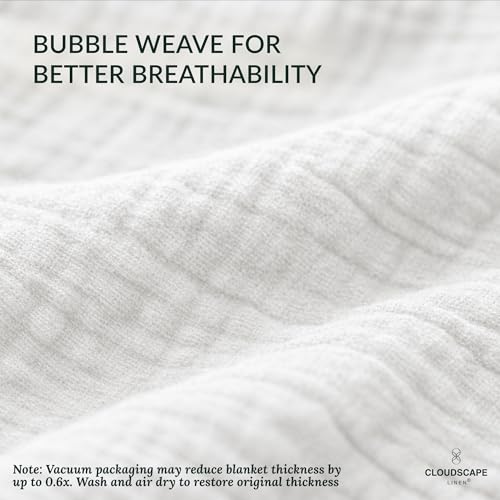 Queen Size 8-Layer Cotton Muslin Blanket - 92x92 White - Breathable & Soft