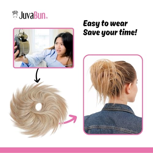 Gold Messy Bun Hair Piece for Women - Voluminous Instant Updo, Washable & Comfortable