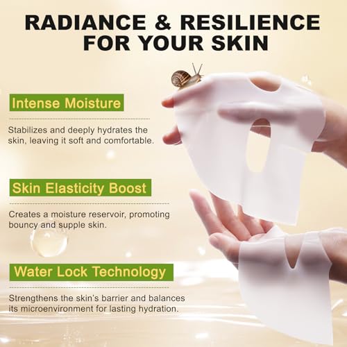 Advanced Snail Mucin Glass Glow Hydrogel Face Masks Skincare, Collagen Mask, Overnight Peel Off Korean Face Mask for Hydration Boost, Glass Skin Face Mask Korean Skincare