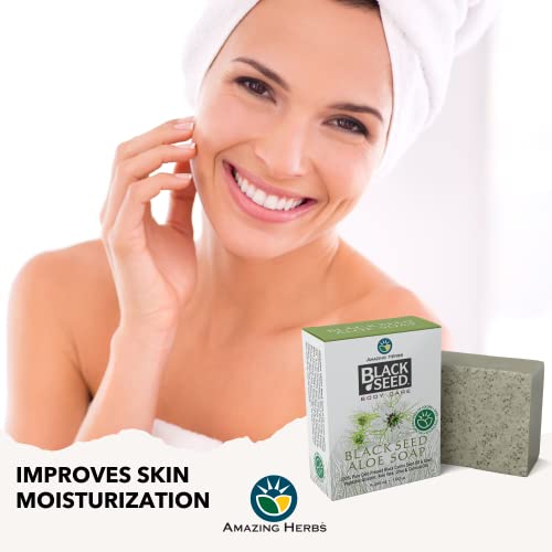 Aloe Vera Black Seed Bar Soap - 100% Pure Herbal Facial & Body Cleanser - 4.25 Oz