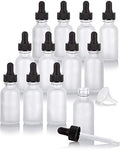 Frosted Glass Boston Round Bottle with Dropper and Funnel - 1 oz / 30ml, 12 Pack