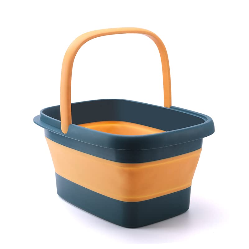 AllSett Health Collapsible Foot Soaking Tub - Foldable Orange Navy Home Spa