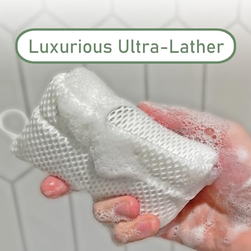 Reusable Soap Bag 2-Pack Black & White - Eco-Friendly Loofah Bath Scrubber & Exfoliator