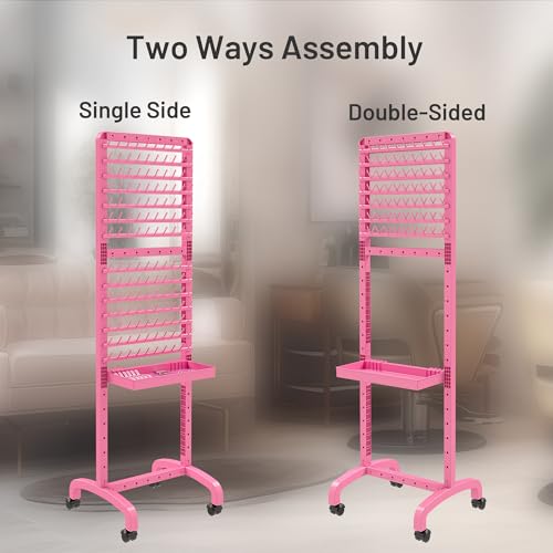 Yumkfoi Pink Adjustable 280 Peg Braiding Rack with Tray & Tools for Hair Styling