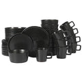 Gibson Home Bowery 32-Piece Matte Black Stoneware Dinnerware Set for 8