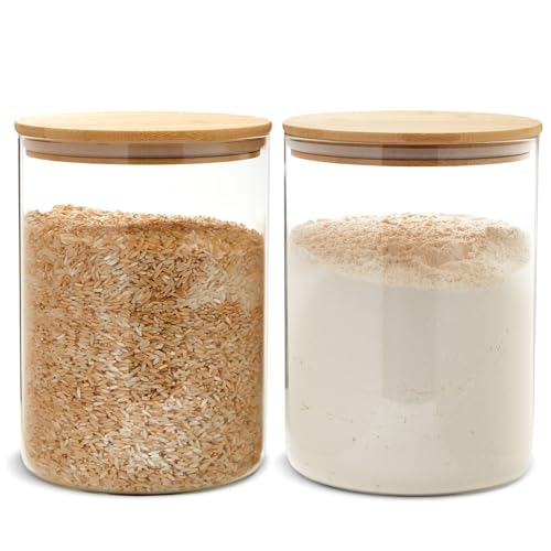2-Pack Airtight Glass Food Storage Containers - 100 oz Pantry Jars for Flour & Sugar