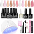 Beetles Gel Nail Polish Kit with UV LED Light, 6 Colors - Jelly Nude Pink (b157-b162)