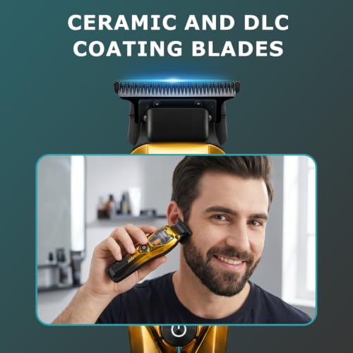 Men's Hair Trimmer with Zero-Gap T-Blade, 11000 RPM, Cordless Grooming Kit