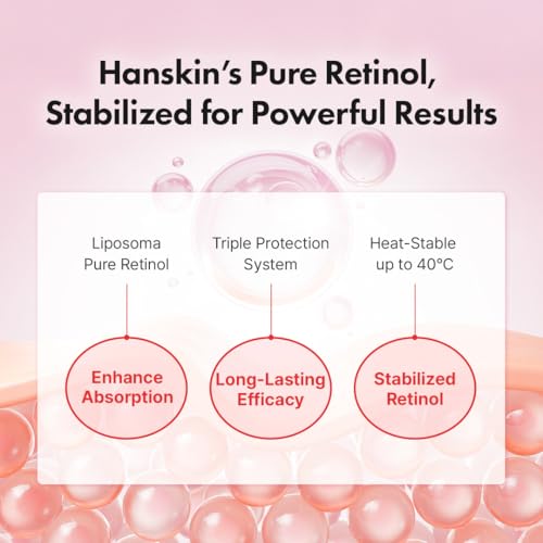 Hanskin 0.1% Pure Retinol Facial Serum for Face, Reduce Fine Lines & Wrinkles, Signs of Aging for Day & Night, Smoothing Firming Revitalizing, Animal Testing Free, Korean Skincare, 30ml/1.01 FL Oz