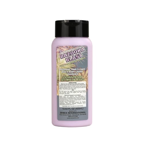 Zenex Bazooka Blast Hand Soap - Industrial Hand Cleaner | Heavy-Duty Shop Soap | Pumice-Powered Grease & Grime Remover | Berry Cherry Scent | Moisturizing | 400 ml (1 Count)