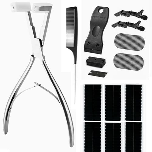 Professional Tape-in Hair Extension Tools Kit with Pliers, Clips & Remover Scraper